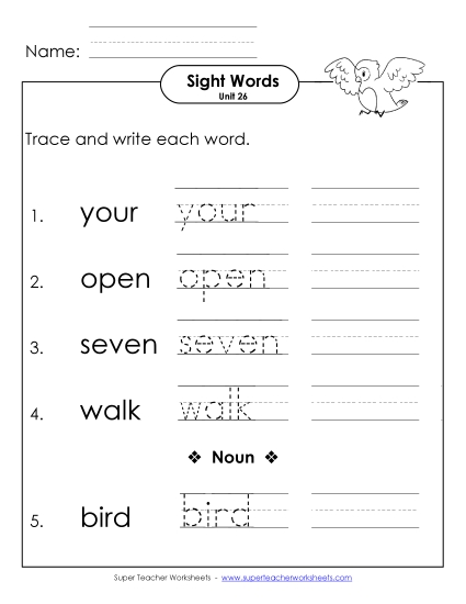 Worksheets - Read, Trace, Write (Unit 26) Worksheets - Read, Trace, Write (Unit 26)