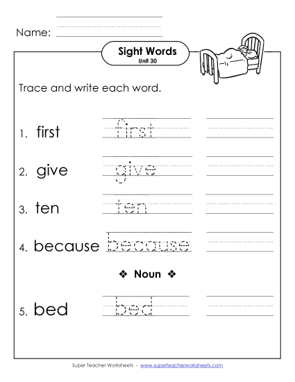 Worksheets - Read, Trace, Write (Unit 30) Worksheets - Read, Trace, Write (Unit 30)