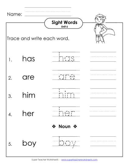 Worksheets - Read, Trace, Write (Unit 6) Worksheets - Read, Trace, Write (Unit 6)