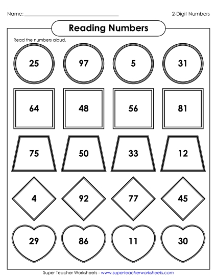 Reading 2-Digit Numbers - Reading 2-Digit Numbers