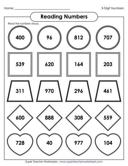 Reading 3-Digit Numbers - Reading 3-Digit Numbers