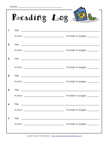 Intermediate Grades 2-4 - Reading List w/ Bookworm Theme