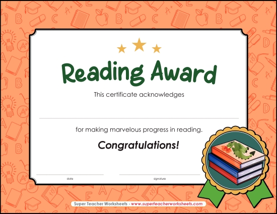 Reading & Writing Awards - Reading Progress Award Reading & Writing Awards - Reading Progress Award