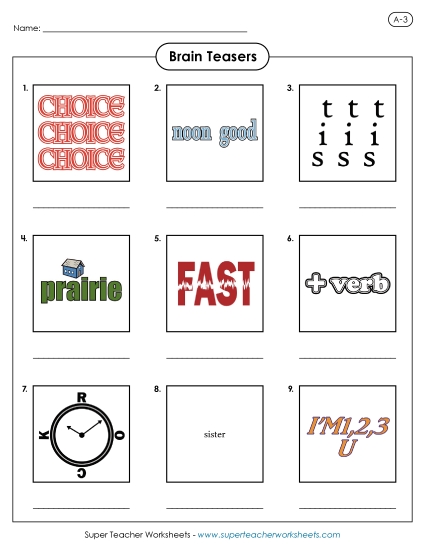 Rebus Puzzles Level A (Easiest) - Rebus Puzzles A-3 Rebus Puzzles Level A (Easiest) - Rebus Puzzles A-3