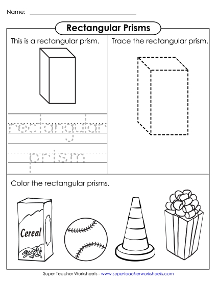 Individual Shapes - Rectangular Prism: Trace & Color