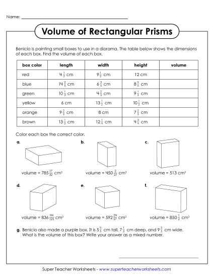 Volume of Rectangular Prisms (Advanced: Decimals and Fractions) - Rectangular Prism Volume Table (Fractions) Volume of Rectangular Prisms (Advanced: Decimals and Fractions) - Rectangular Prism Volume Table (Fractions)