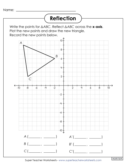 Reflections Only - Reflections on a Coordinate Grid (Large)