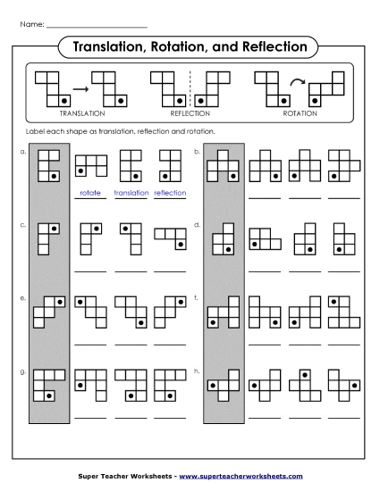 Translation, Rotation, Reflections (Mixed) - Reflections, Rotations, Translations