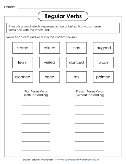 Verb Tenses - Regular Verbs: Past or Present