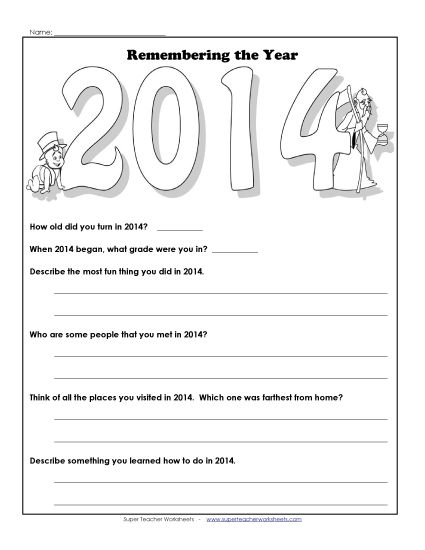 New Year Worksheets - Remembering 2014 New Year Worksheets - Remembering 2014