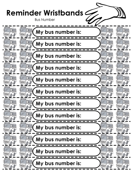 Reminder Wristbands - Reminder Wristbands - Bus Number