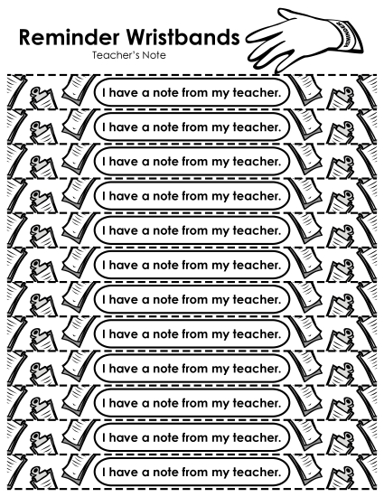 Reminder Wristbands - Reminder Wristbands - Teacher's Note