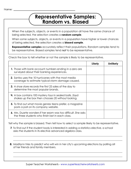 Samples & Populations - Representative Samples: Random vs. Biased Samples & Populations - Representative Samples: Random vs. Biased