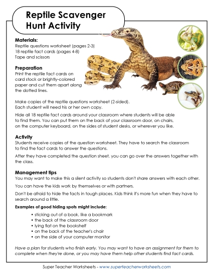 Scavenger Hunts - Reptile Classroom Scavenger Hunt Scavenger Hunts - Reptile Classroom Scavenger Hunt
