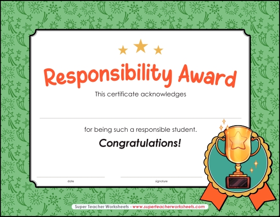 Character Awards - Responsibility Award Character Awards - Responsibility Award