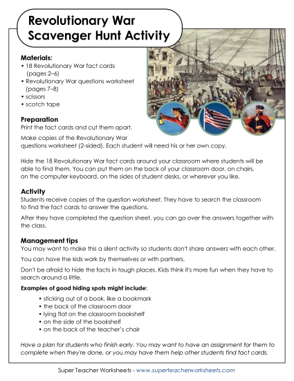 Worksheets and Activities - Revolutionary War Scavenger Hunt Worksheets and Activities - Revolutionary War Scavenger Hunt