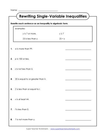 Basic Level: Positive Whole Numbers Only - Rewrite Inequalities (Single-Variable; Basic) Basic Level: Positive Whole Numbers Only - Rewrite Inequalities (Single-Variable; Basic)