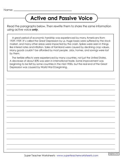 Rewrite Passive Voice as Active Voice - Rewrite Paragraphs (Active to Passive Voice)