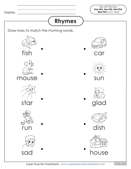 Worksheets - Rhyme Matching Worksheets - Rhyme Matching