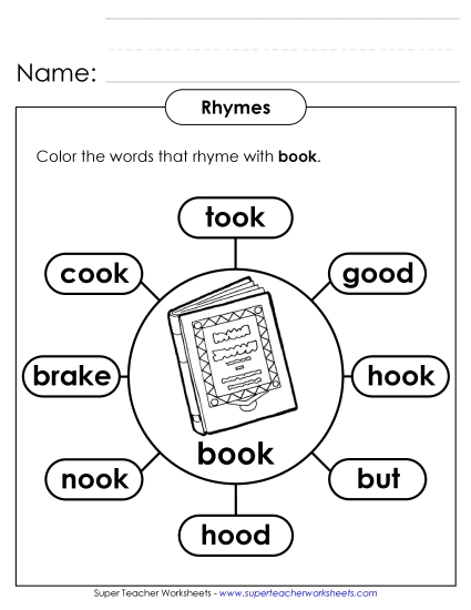 Worksheets - Rhymes with Book