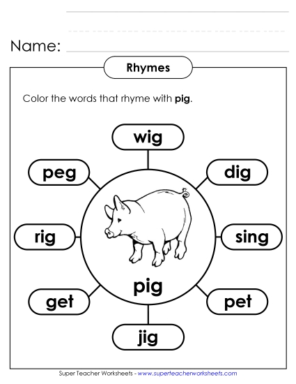Rhyming Webs (Basic) - Rhymes with Pig