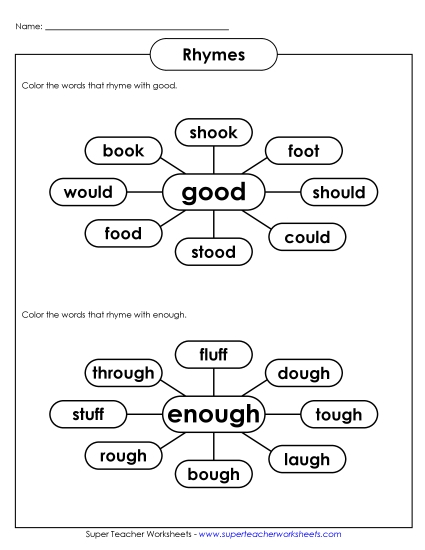 Rhyming Words (Intermediate) - Rhyming Web #1 Rhyming Words (Intermediate) - Rhyming Web #1