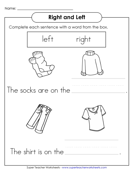 Worksheets - Right and Left (Printable PDF Worksheet) Worksheets - Right and Left (Printable PDF Worksheet)