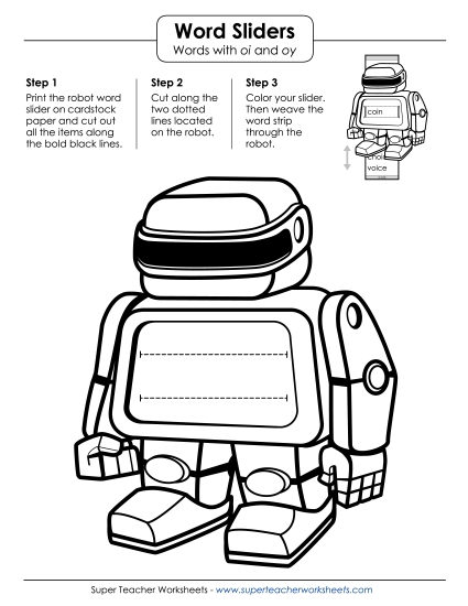 Word Sliders, Flashcards, and Wheels - Robot Word Sliders: OI and OY Word Sliders, Flashcards, and Wheels - Robot Word Sliders: OI and OY