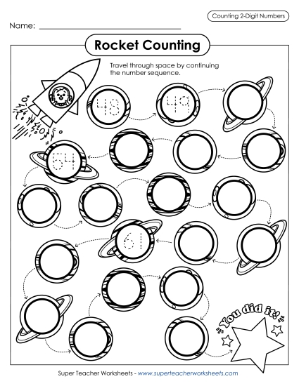 Counting Worksheets - Rocket Counting: 2-Digit Numbers Counting Worksheets - Rocket Counting: 2-Digit Numbers