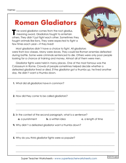 Short Passages - Roman Gladiators (Short, Nonfiction) Short Passages - Roman Gladiators (Short, Nonfiction)