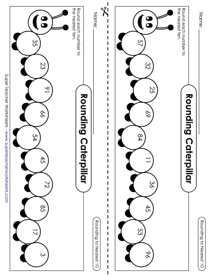 Nearest Ten 2-Digit Numbers - Rounding Caterpillars (Nearest Ten) Nearest Ten 2-Digit Numbers - Rounding Caterpillars (Nearest Ten)