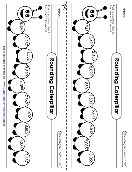 Nearest Thousand - Rounding Caterpillars (Nearest Thousand)