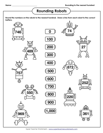 Nearest Hundred (3-Digit Numbers Only) - Rounding Robots (Nearest 100) Nearest Hundred (3-Digit Numbers Only) - Rounding Robots (Nearest 100)