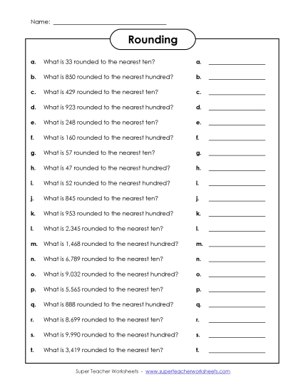 Nearest Tens & Hundreds Mixed - Rounding to Tens & Hundreds Nearest Tens & Hundreds Mixed - Rounding to Tens & Hundreds