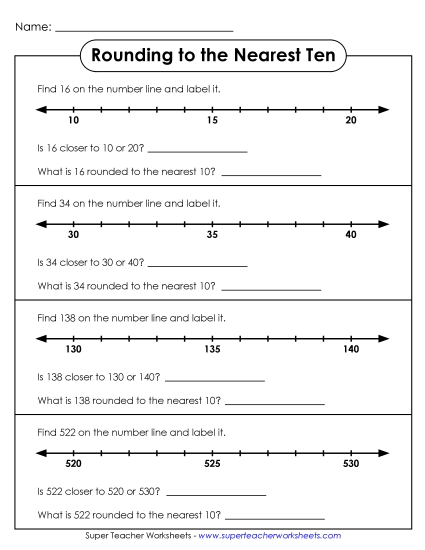 Nearest Ten (2 and 3-Digit Numbers) - Rounding to the Nearest Ten Number Line (2 & 3 Digits) Nearest Ten (2 and 3-Digit Numbers) - Rounding to the Nearest Ten Number Line (2 & 3 Digits)