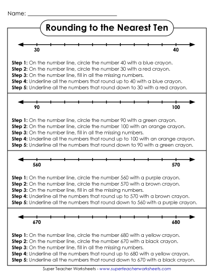 Nearest Ten (2 and 3-Digit Numbers) - Rounding to the Nearest Ten - Number Line 2 Nearest Ten (2 and 3-Digit Numbers) - Rounding to the Nearest Ten - Number Line 2