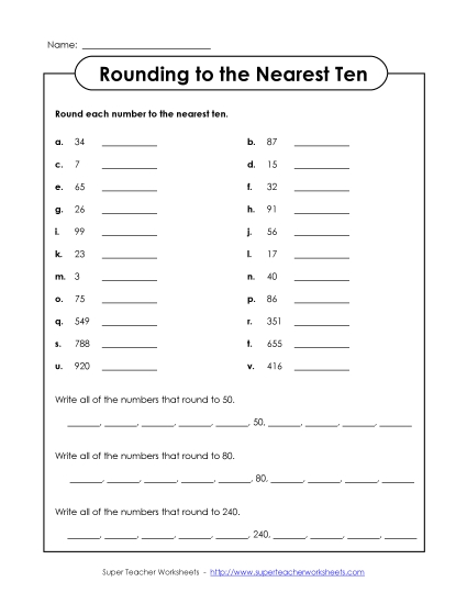 Nearest Ten (2 and 3-Digit Numbers) - Rounding to the Nearest Ten Nearest Ten (2 and 3-Digit Numbers) - Rounding to the Nearest Ten