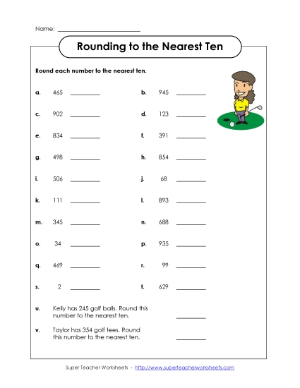 Nearest Ten (2 and 3-Digit Numbers) - Rounding to the Nearest Ten - Worksheet 2