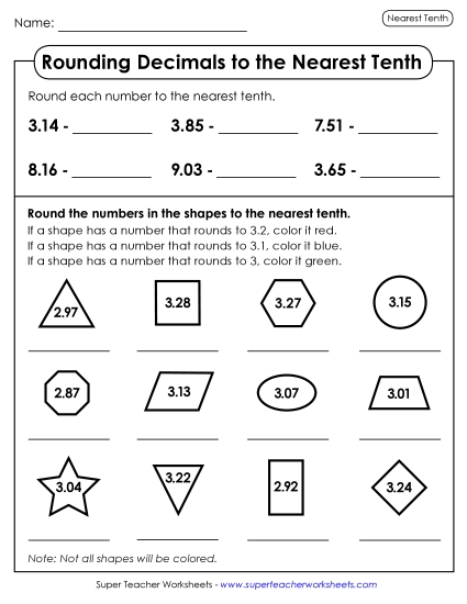 Nearest Tenth - Rounding to the Nearest Tenth: Shapes Nearest Tenth - Rounding to the Nearest Tenth: Shapes