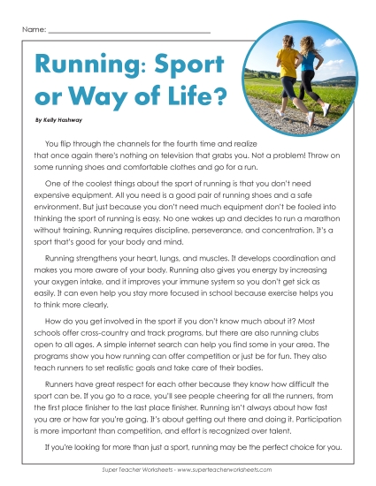 Nonfiction Articles - Running:  Sport or a Way of Life? (Article)