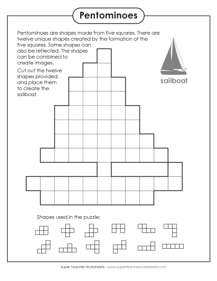 Sailboat Pentomino Puzzle (Printable PDF Worksheet)