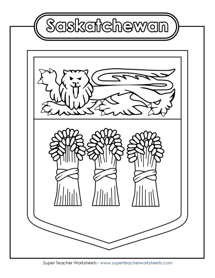 Flag and Coat of Arms - Saskatchewan Escutcheon (Black & White)
