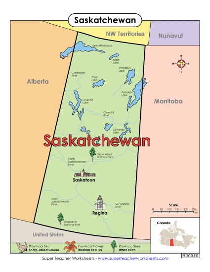 Maps - Saskatchewan Map (Full Colour)