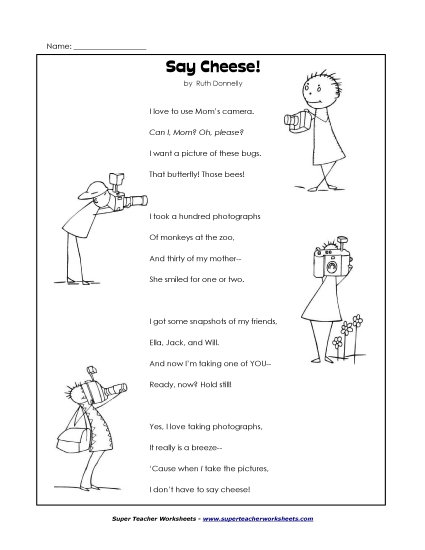 3rd Grade Poems - Say Cheese