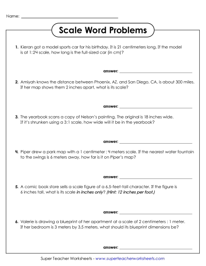 Scale and Scale Factor - Scale Word Problems