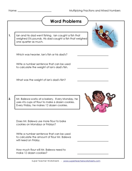Multiplying Fractions by Whole Numbers - Scaling: Word Problems (Multiply Fractions / Whole Numbers)