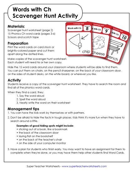 Games & Learning Centers - Scavenger Hunt (CH Words)