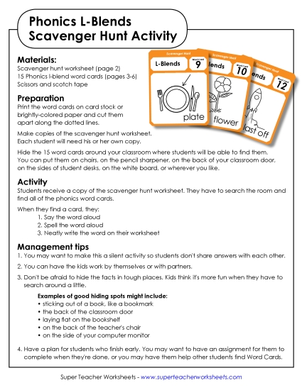 Cards & Games - Scavenger Hunt: L-Blends Cards & Games - Scavenger Hunt: L-Blends