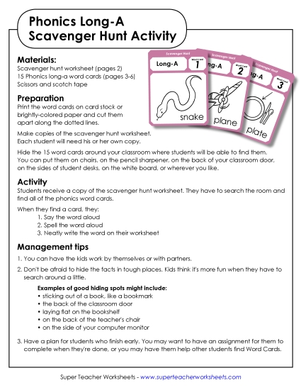 Games & Learning Centers - Scavenger Hunt: Long A Games & Learning Centers - Scavenger Hunt: Long A