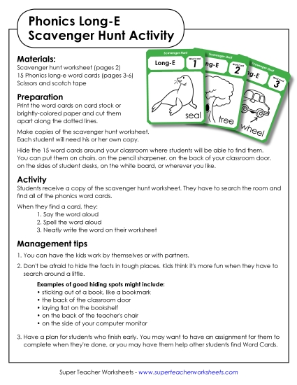 Games & Learning Centers - Scavenger Hunt: Long E